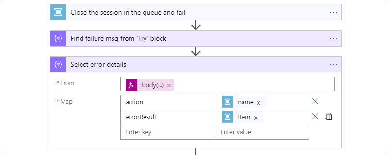 Select action - "Select error details"