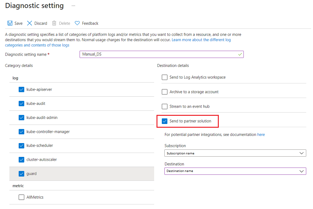 Configure diagnostic settings.