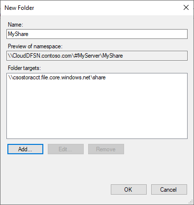 A screenshot of the New Folder dialog.