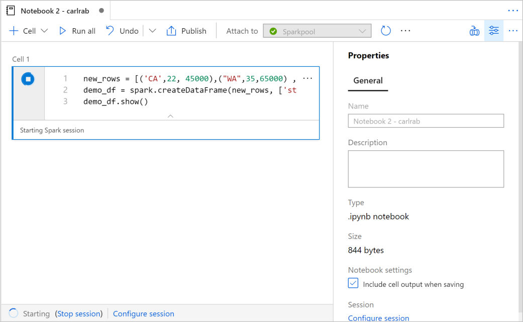 Create data frame object