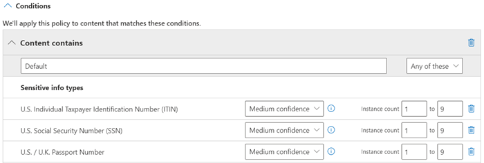 Instance count and match accuracy options.