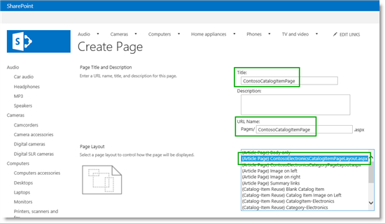 Create Catalog Item Page