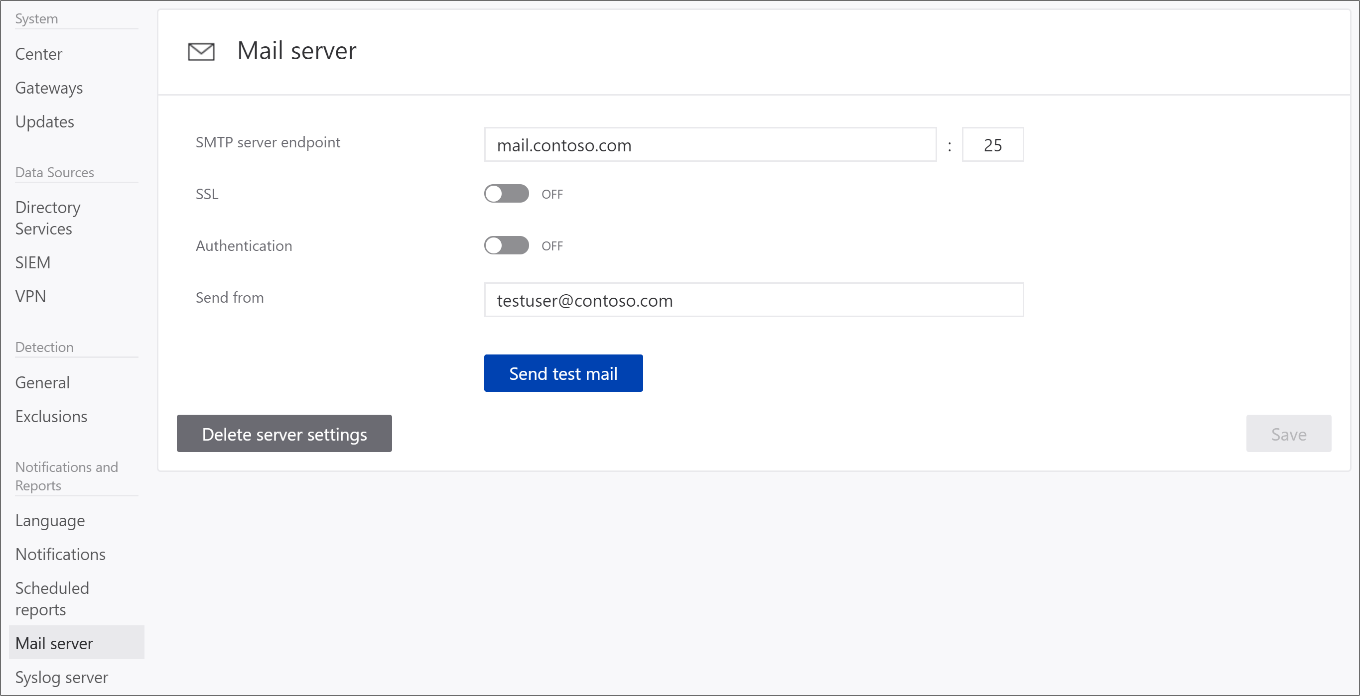 ATA email server settings image.