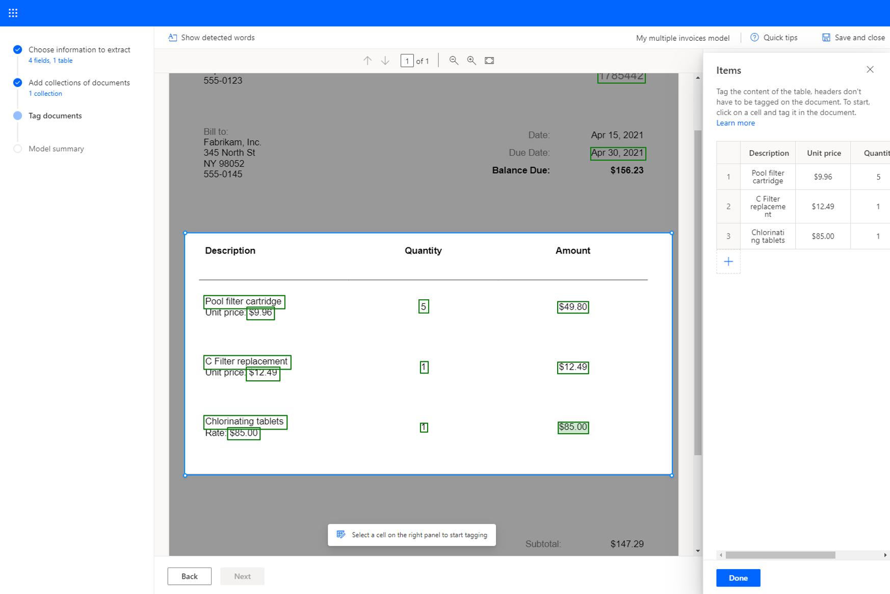 Screenshot of tagging nested items in tables.