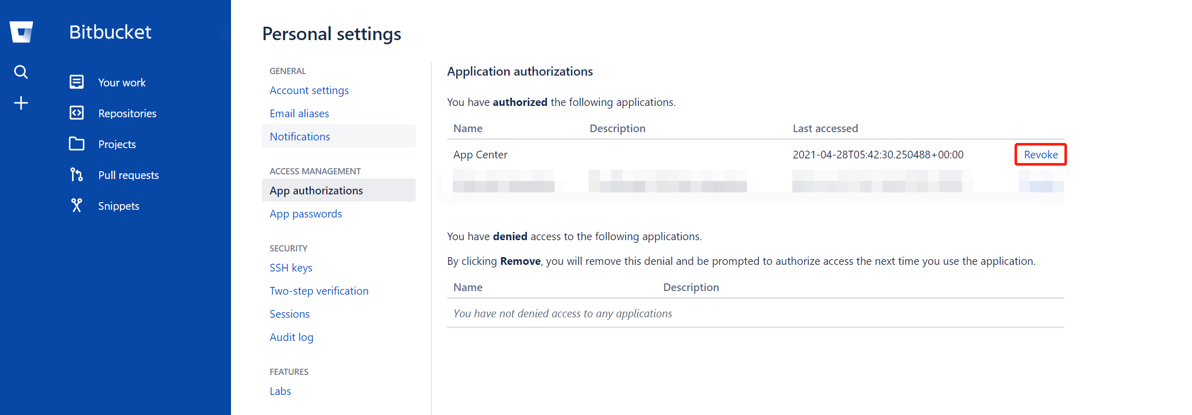 Remove Bitbucket Oauth Token