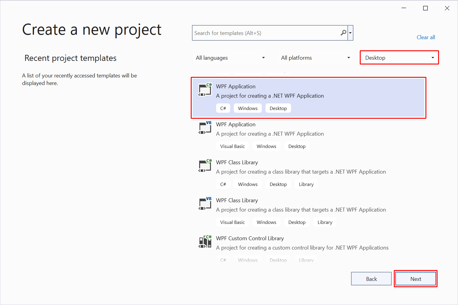 Create a new project in Visual Studio.