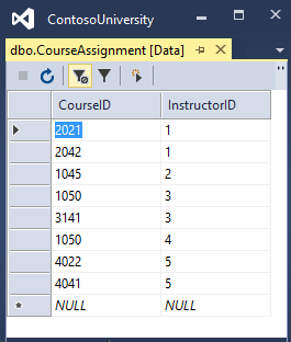 CourseAssignment data in SSOX