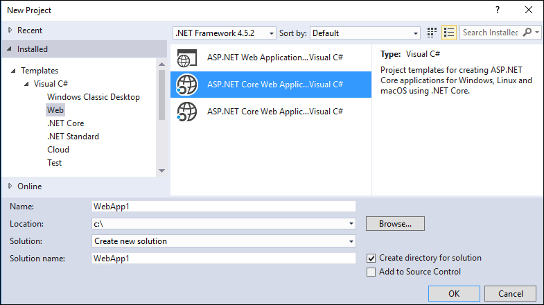 New Project dialog