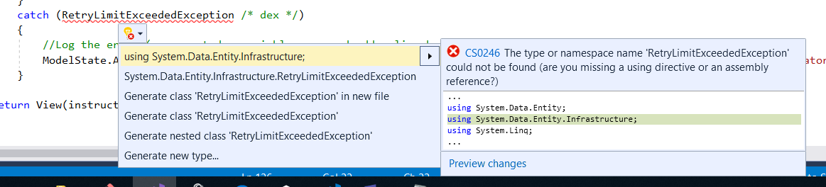 Resolve Retry exception