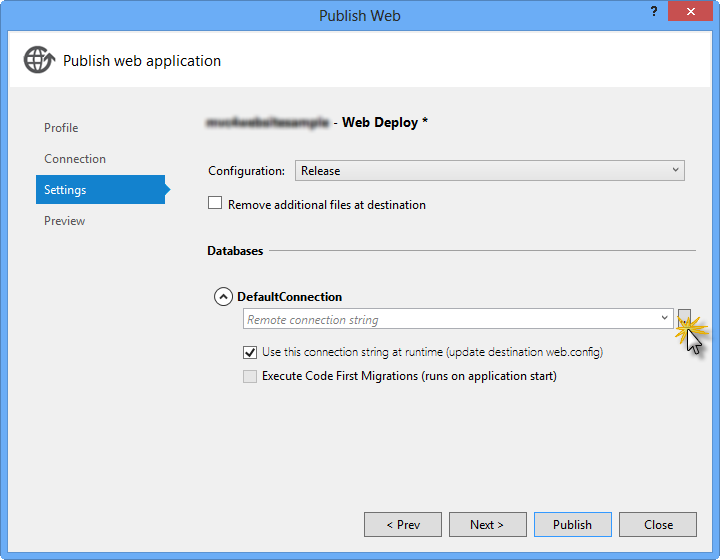 Web deploy configuration