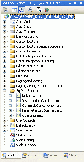 Add the ASP.NET Pages for the SqlDataSource-Related Tutorials