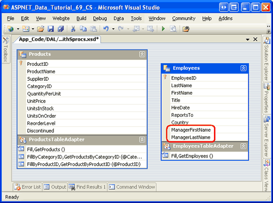 The EmployeesDataTable Contains Two New Columns