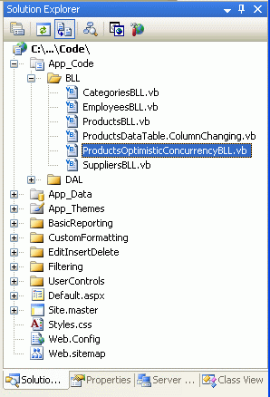 Add the ProductsOptimisticConcurrencyBLL Class to the BLL Folder