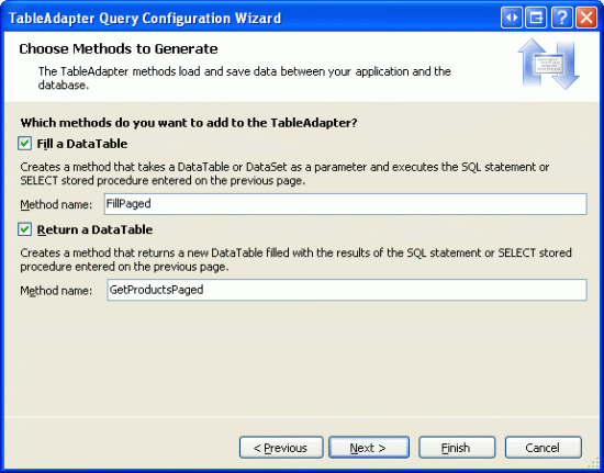 Name the Methods FillPaged and GetProductsPaged