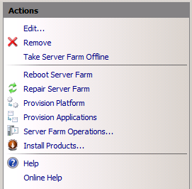 To force the server farm to synchronize web platform products immediately, in the Actions pane, click Provision Platform.