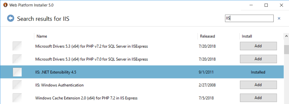 Install IIS using WPI