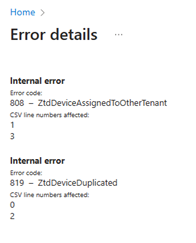 Import error details.