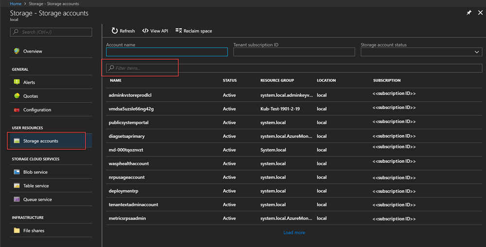 Azure Stack Hub storage accounts