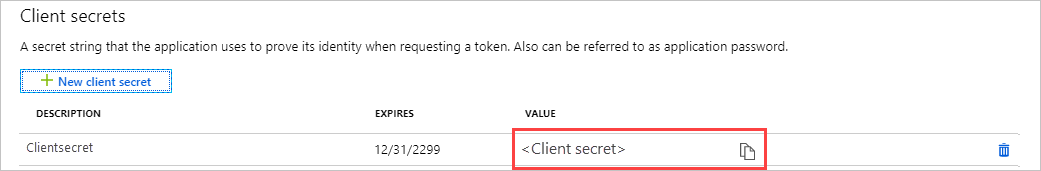 Saved key in client secrets