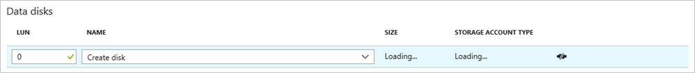 Screenshot that shows how to create a new data disk.