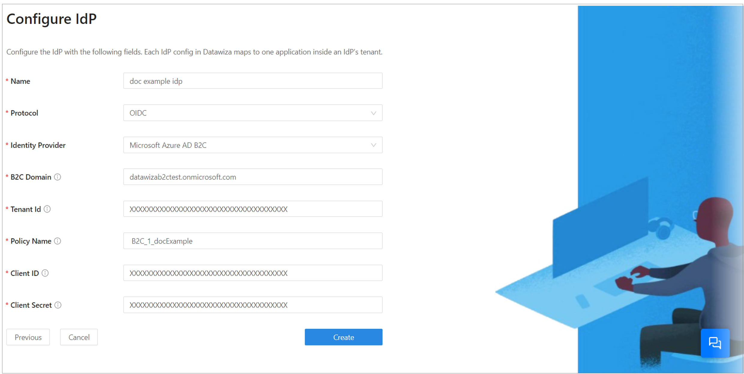 Screenshot of IdP configuration values.