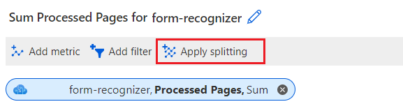 Screenshot of apply splitting option in the Azure portal.