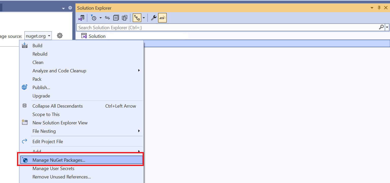 Screenshot of select NuGet package window in Visual Studio.