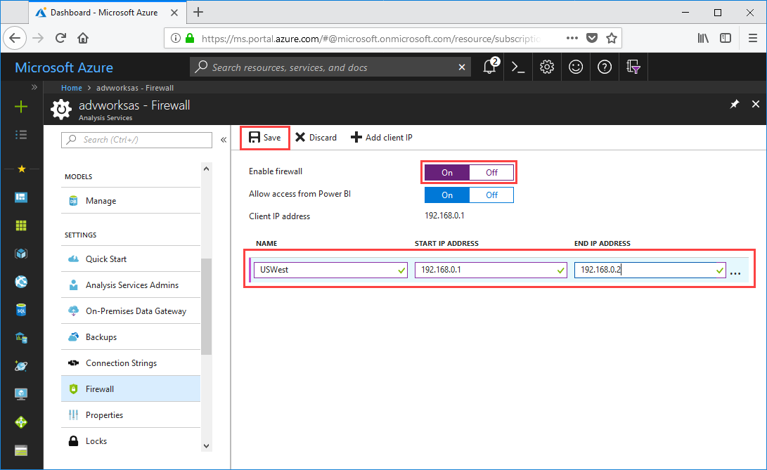 Firewall settings