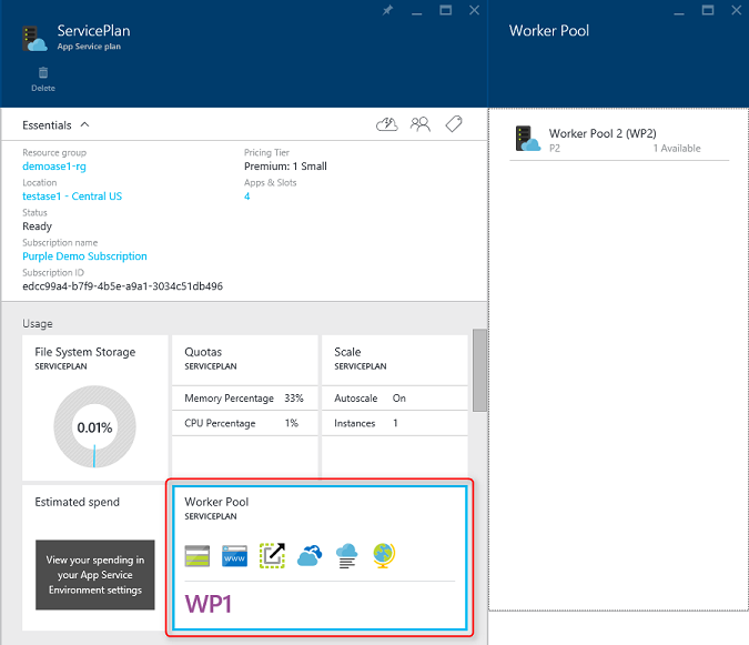 Screenshot that shows where you can change what worker pool your ASP is in.