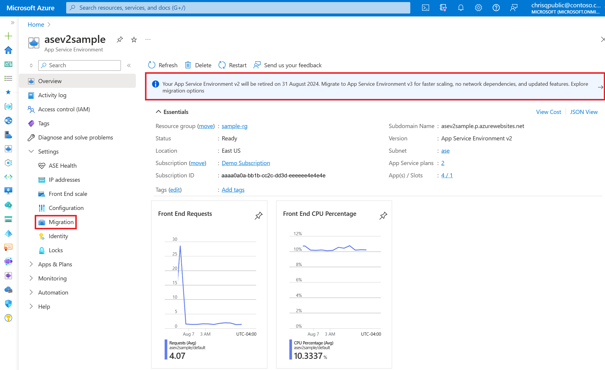 Screenshot that shows migration access points.