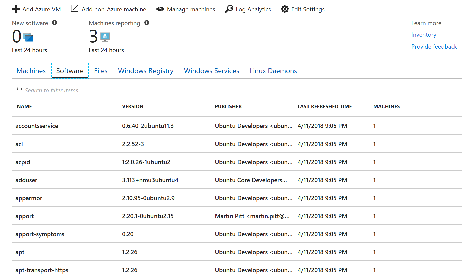 Software inventory