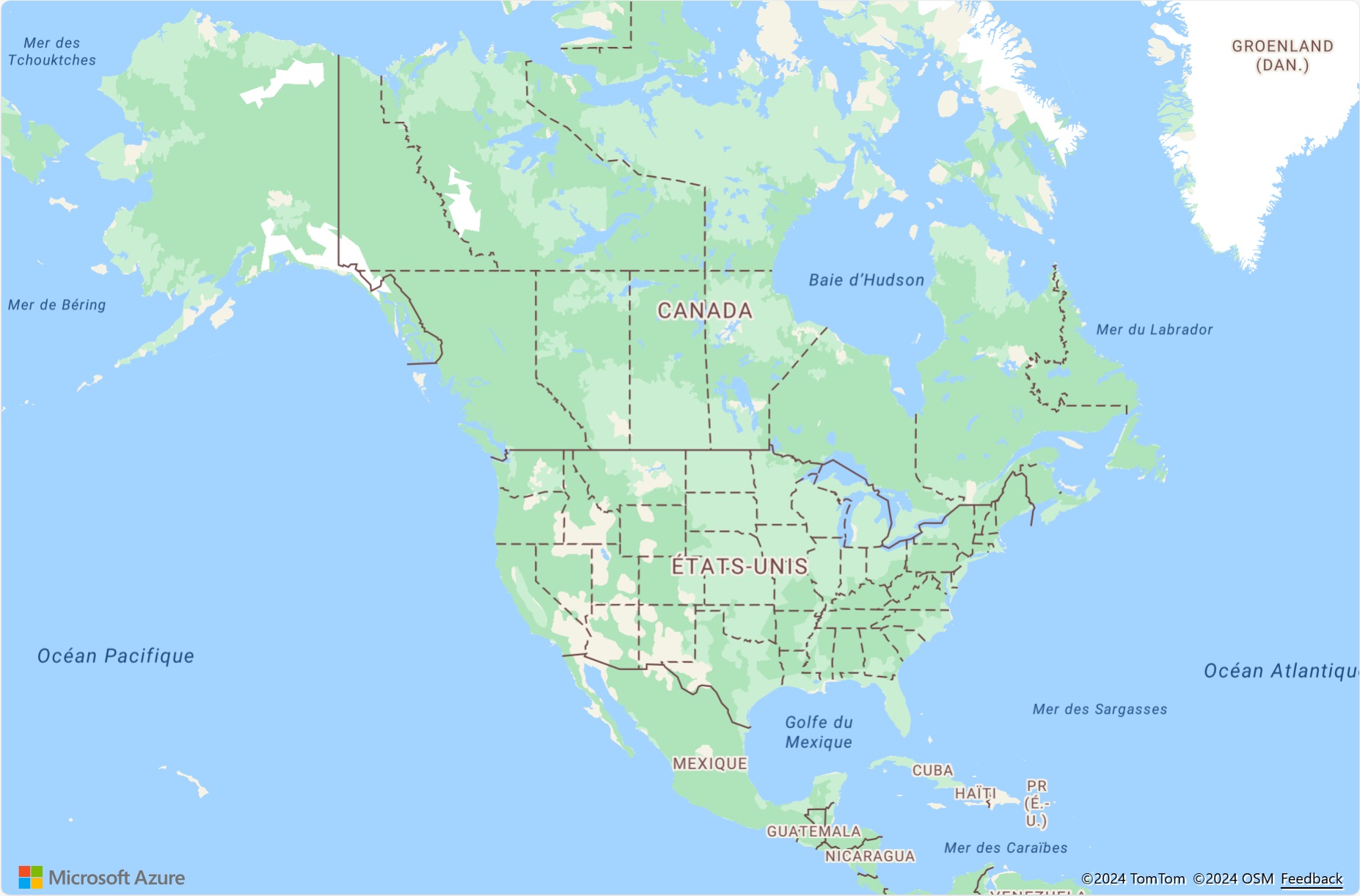 Localized Azure Maps map