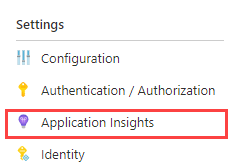 Screenshot showing where to enable Application Insights in App Services.