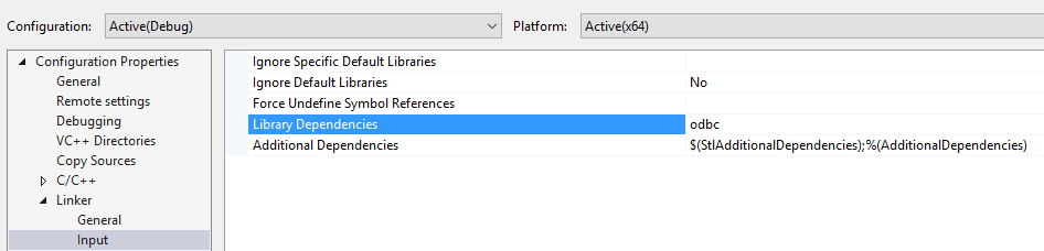 Adding ODBC as an input library