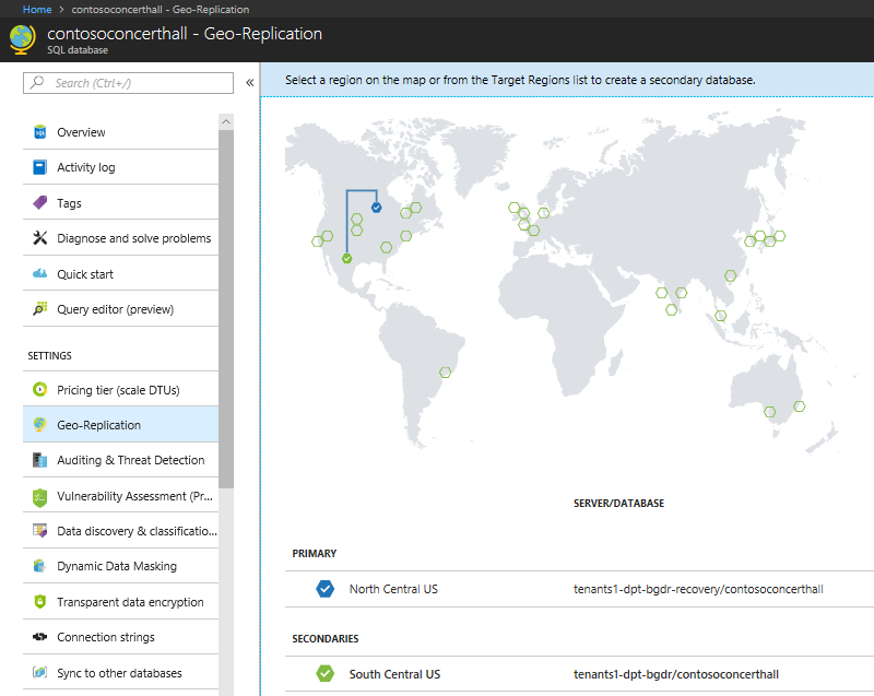 Contoso database after failover