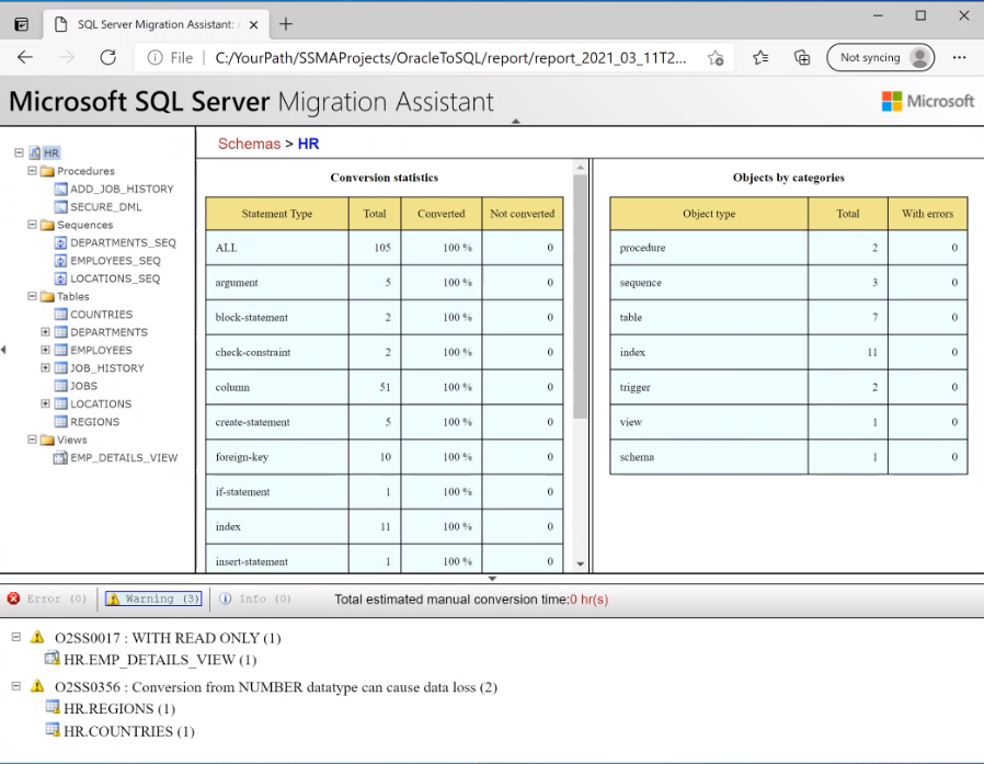 Screenshot that shows an Assessment report.