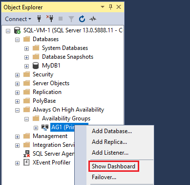 Show availability group Dashboard