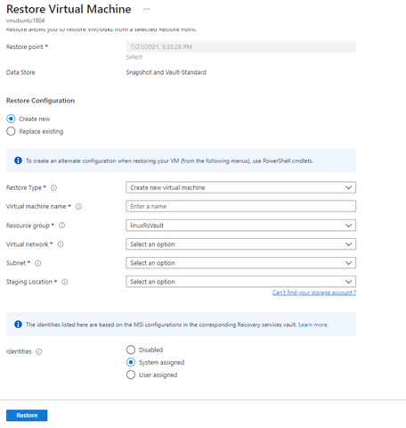 Screenshot for adding the role assignment on the staging location.