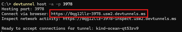 devtunnel success