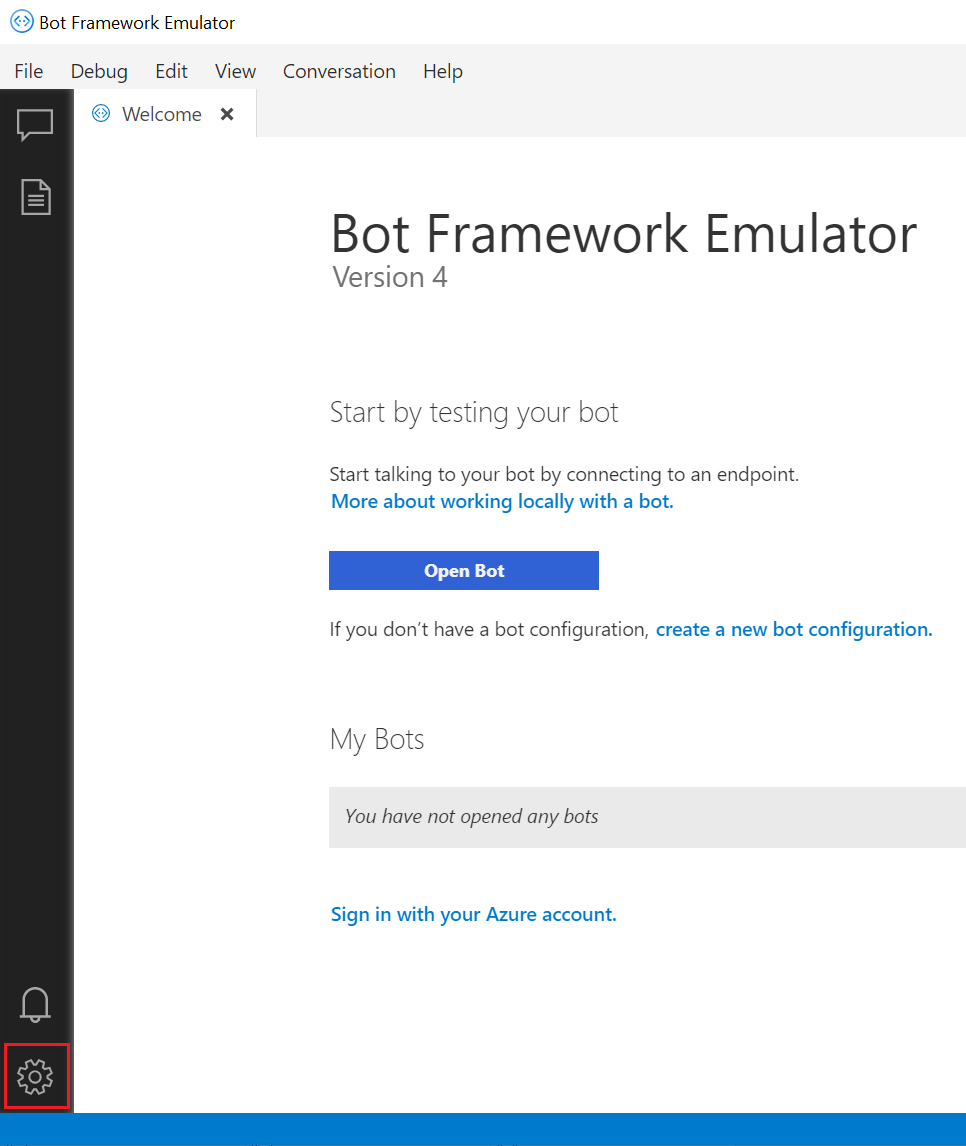 Emulator settings button