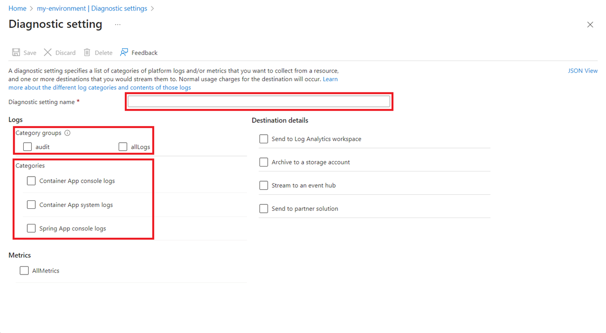 Screenshot Diagnostics settings dialog.