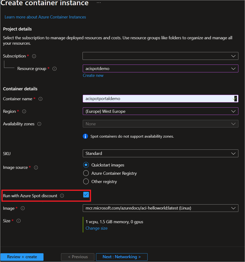 Screenshot of the priority selection of a container group, PNG.