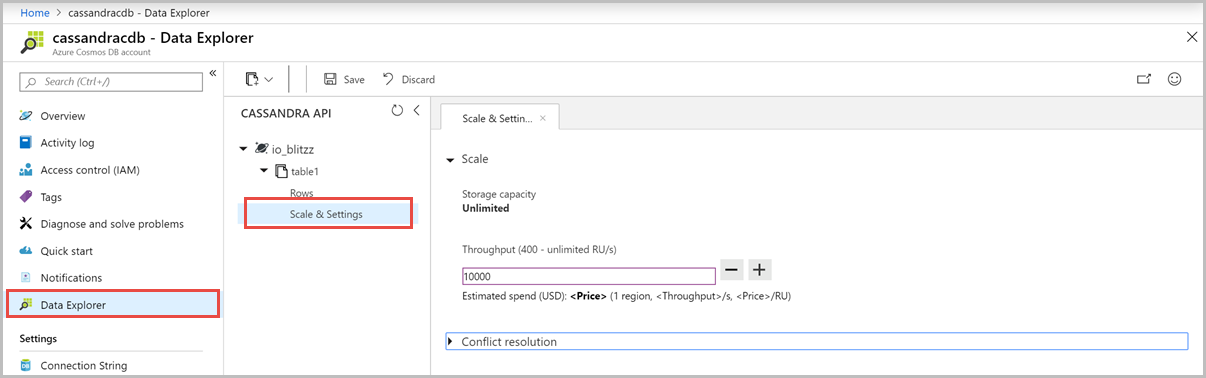 Scale Azure Cosmos DB container throughout