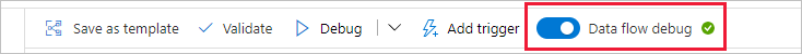 Screenshot that shows where is the Data flow debug slider.