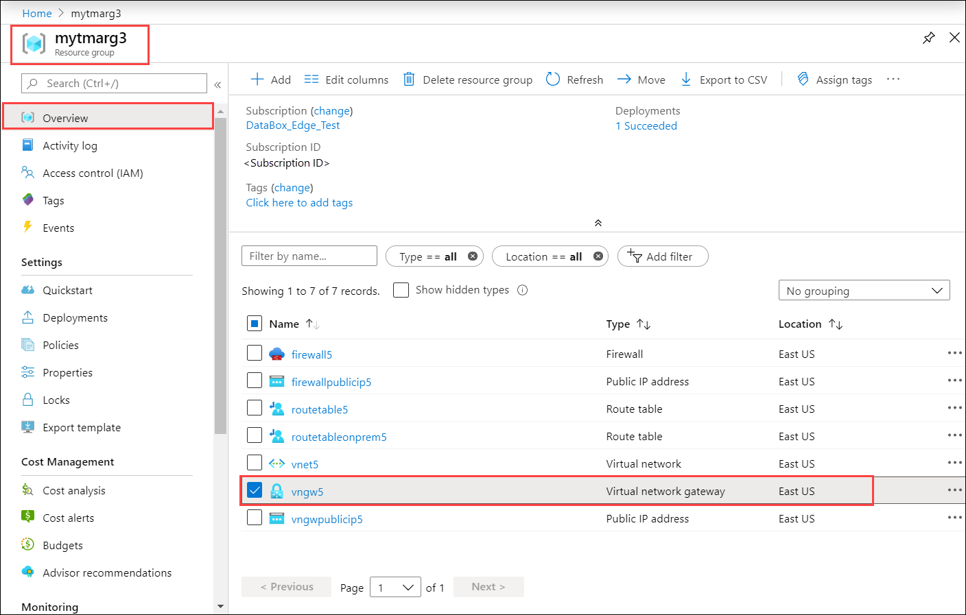 Azure virtual network gateway