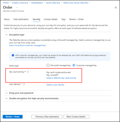 Screenshot of encryption type settings.