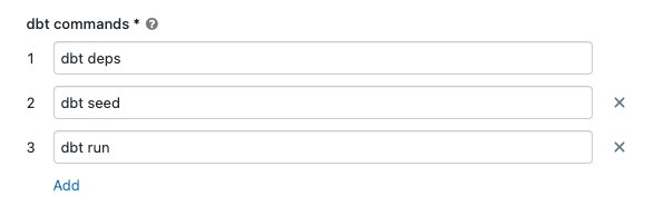 Configure dbt commands