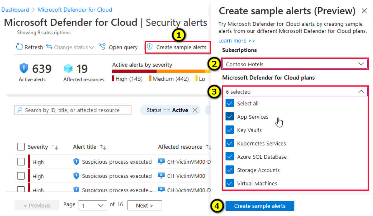 Screenshot showing the order needed to create an alert.