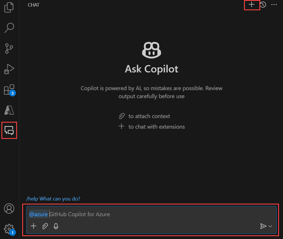 Screenshot that shows the GitHub Copilot chat pane.