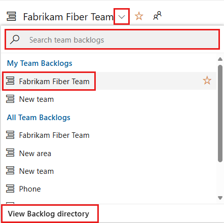 Screenshot showing team selection dropdown menu.